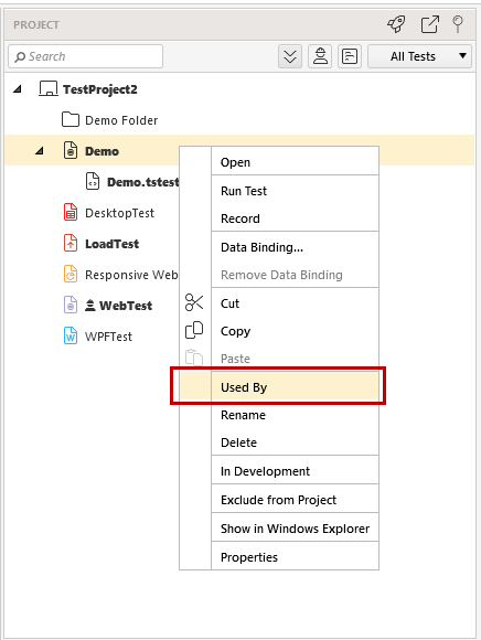Context Menu->Used By