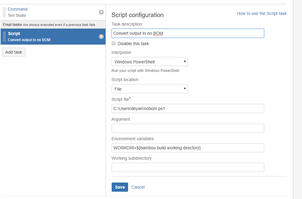 Script config