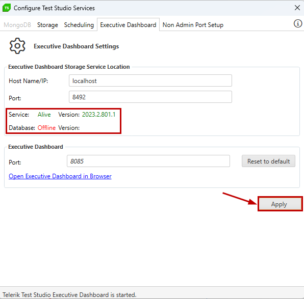 Executive Dashboard Configuration