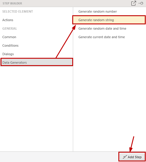 Add Generate Random String step