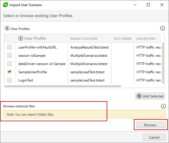 Import Fiddler trace