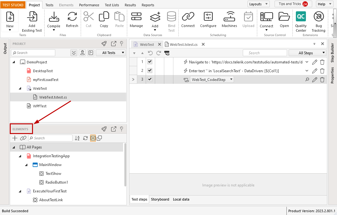 Elements tab