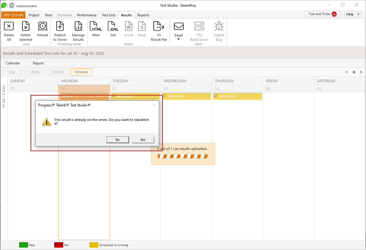 Confirm re-Publish to Server