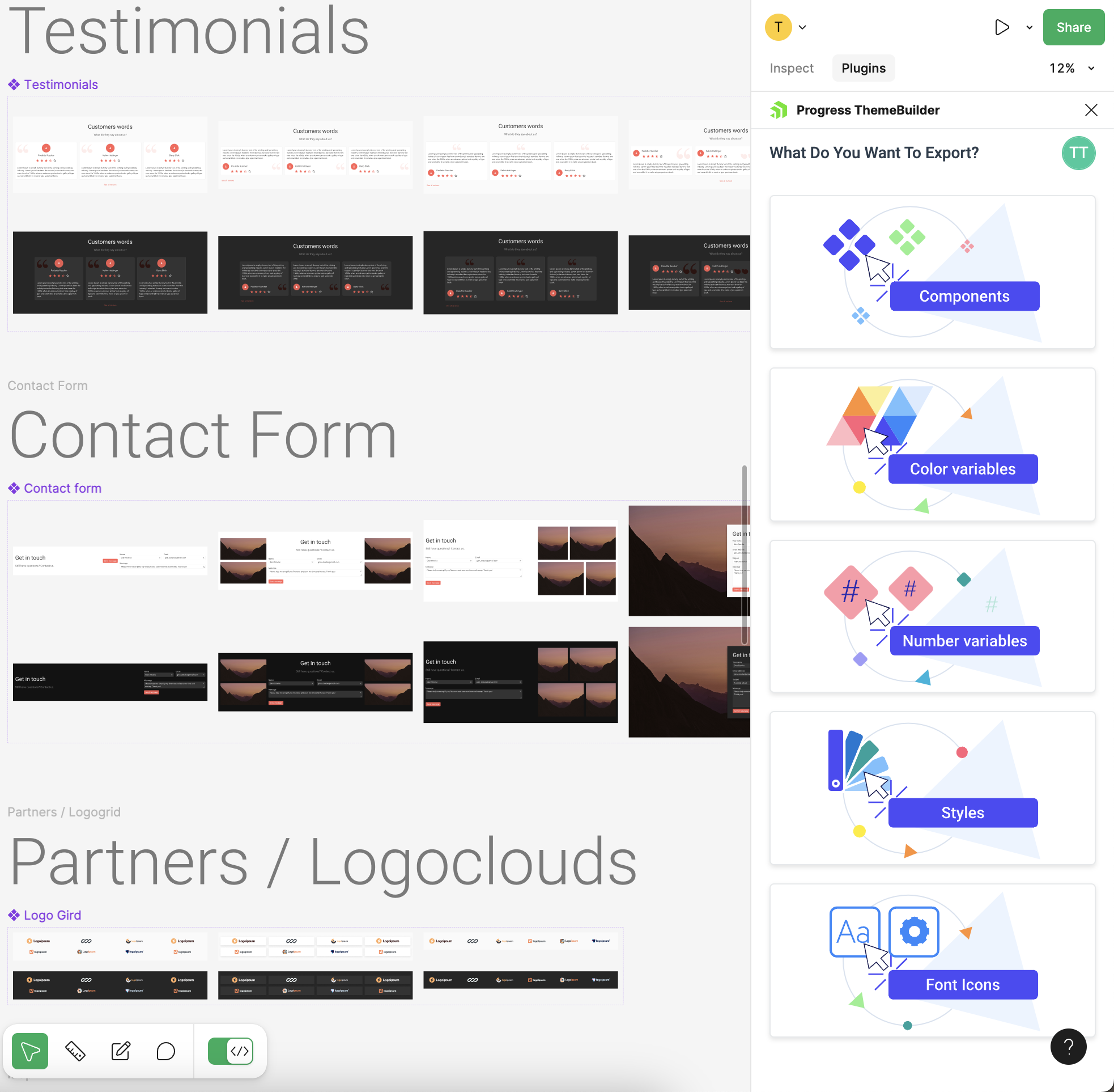 The ThemeBuilder plugin open in Figma's Dev Mode.