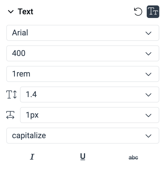 All the options from the 'Text Editor' enumerated from 1 to 7.