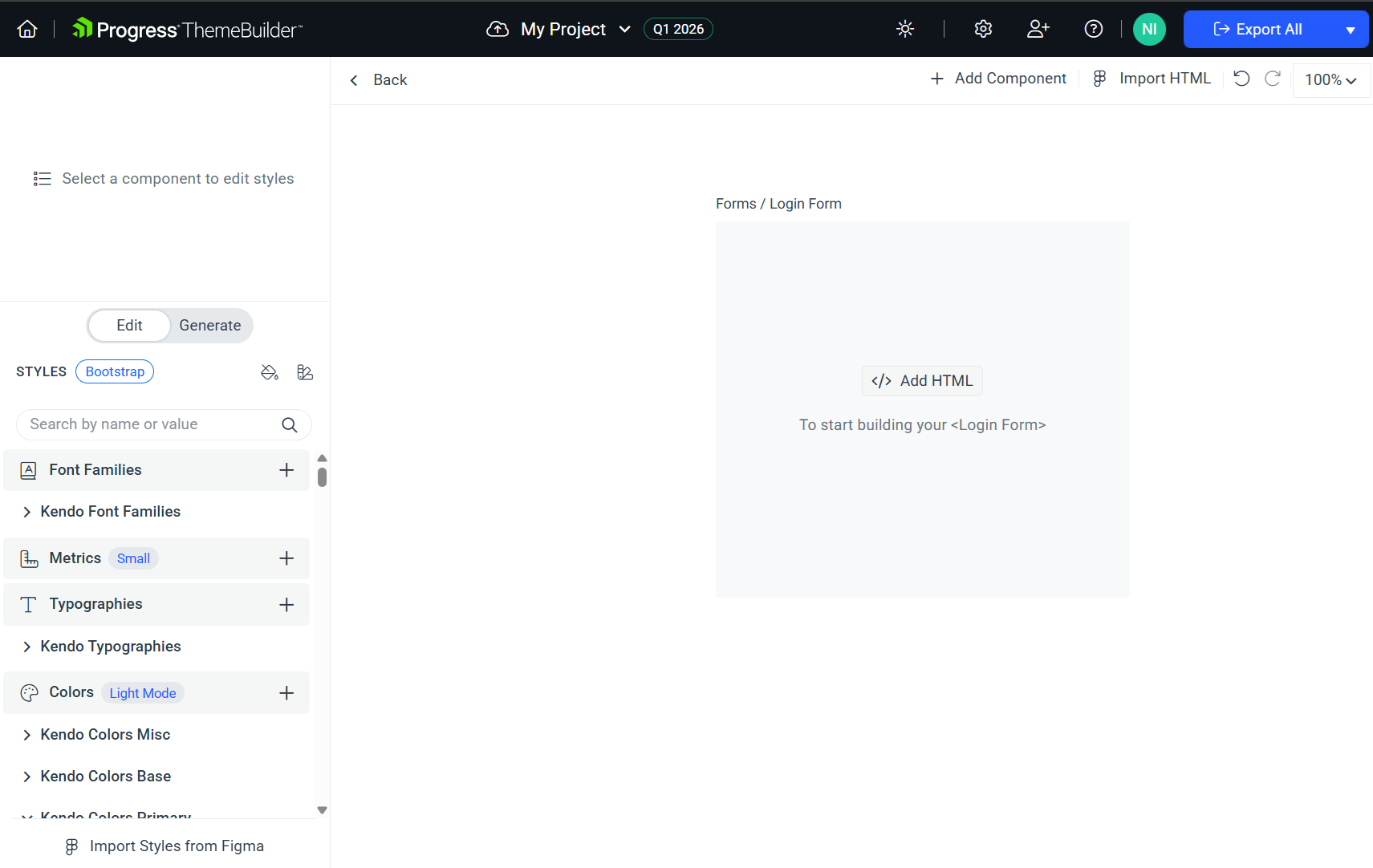 Add custom component HTML