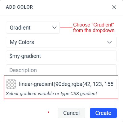Creating a gradient variable