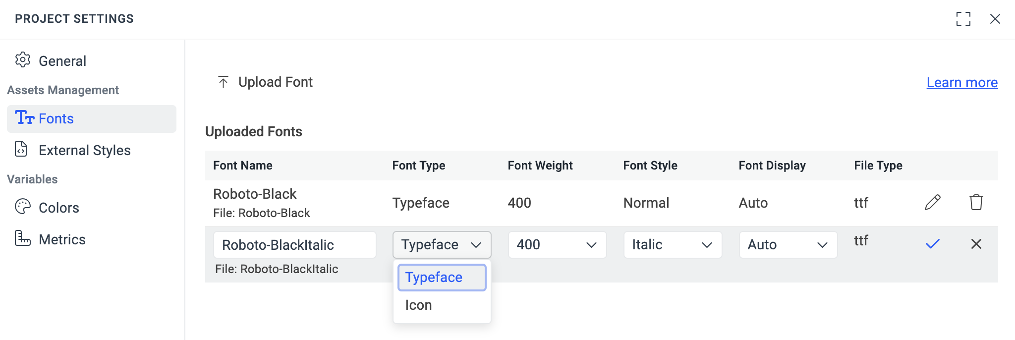 ThemeBuilder custom font edit