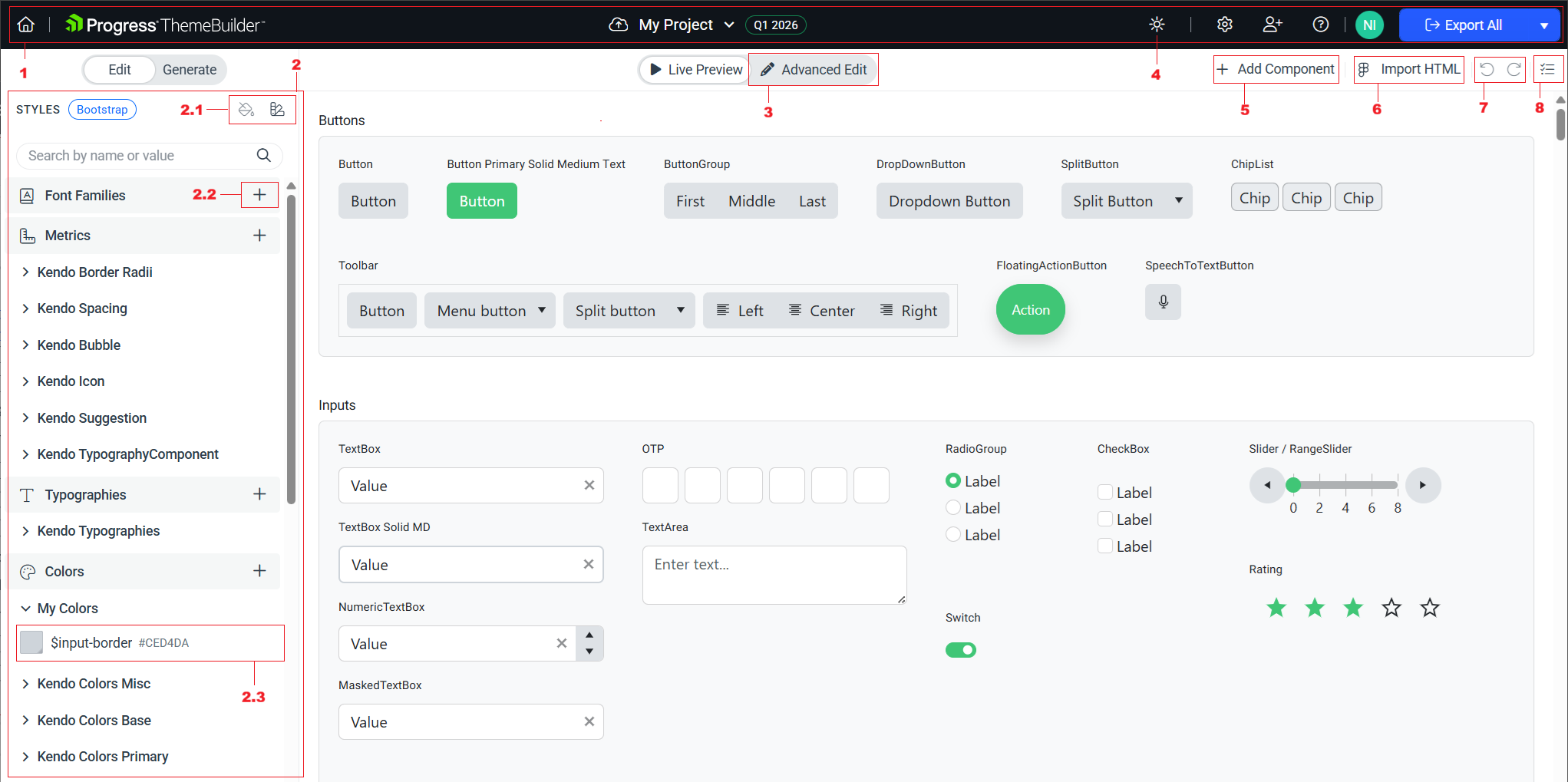 The ThemeBuilder Project Main Screen