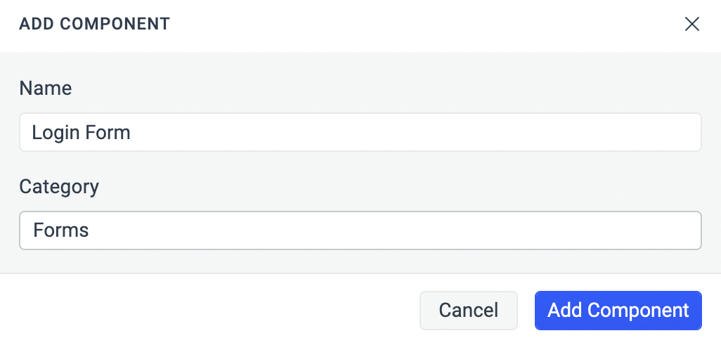 Add custom component popup