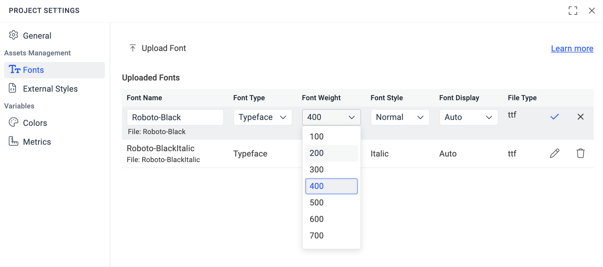 ThemeBuilder custom font properties