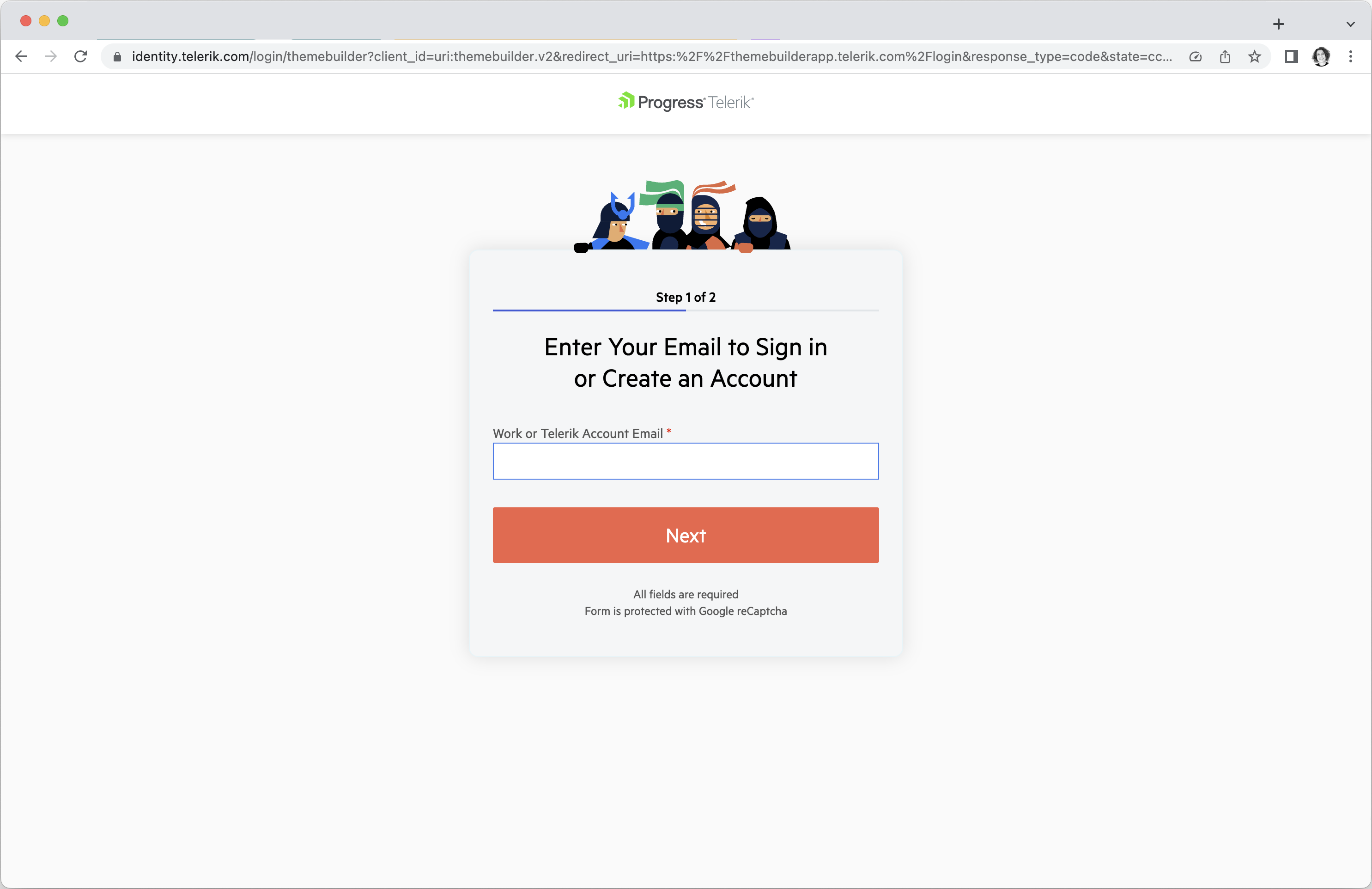 Telerik login window