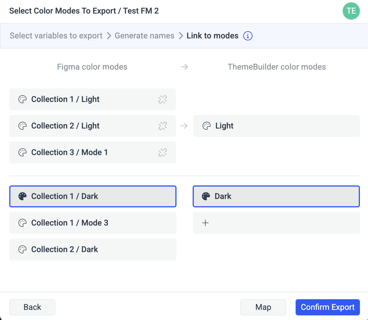 Mapping variable modes in Figma and ThemeBuilder through the ThemeBuilder plugin for Figma.
