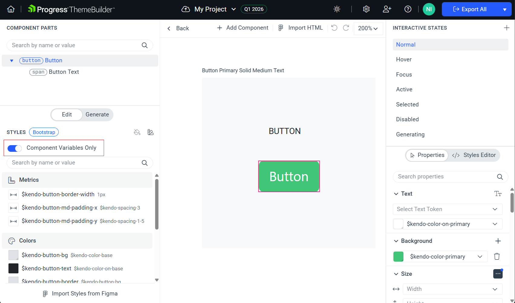 Component Variables Only