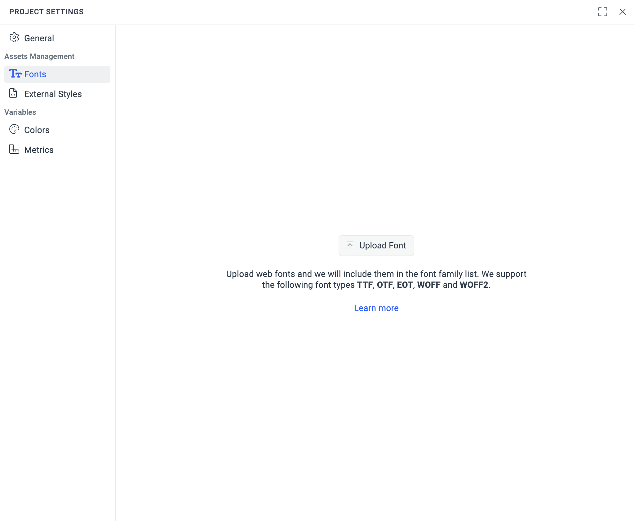 ThemeBuilder custom fonts dialog