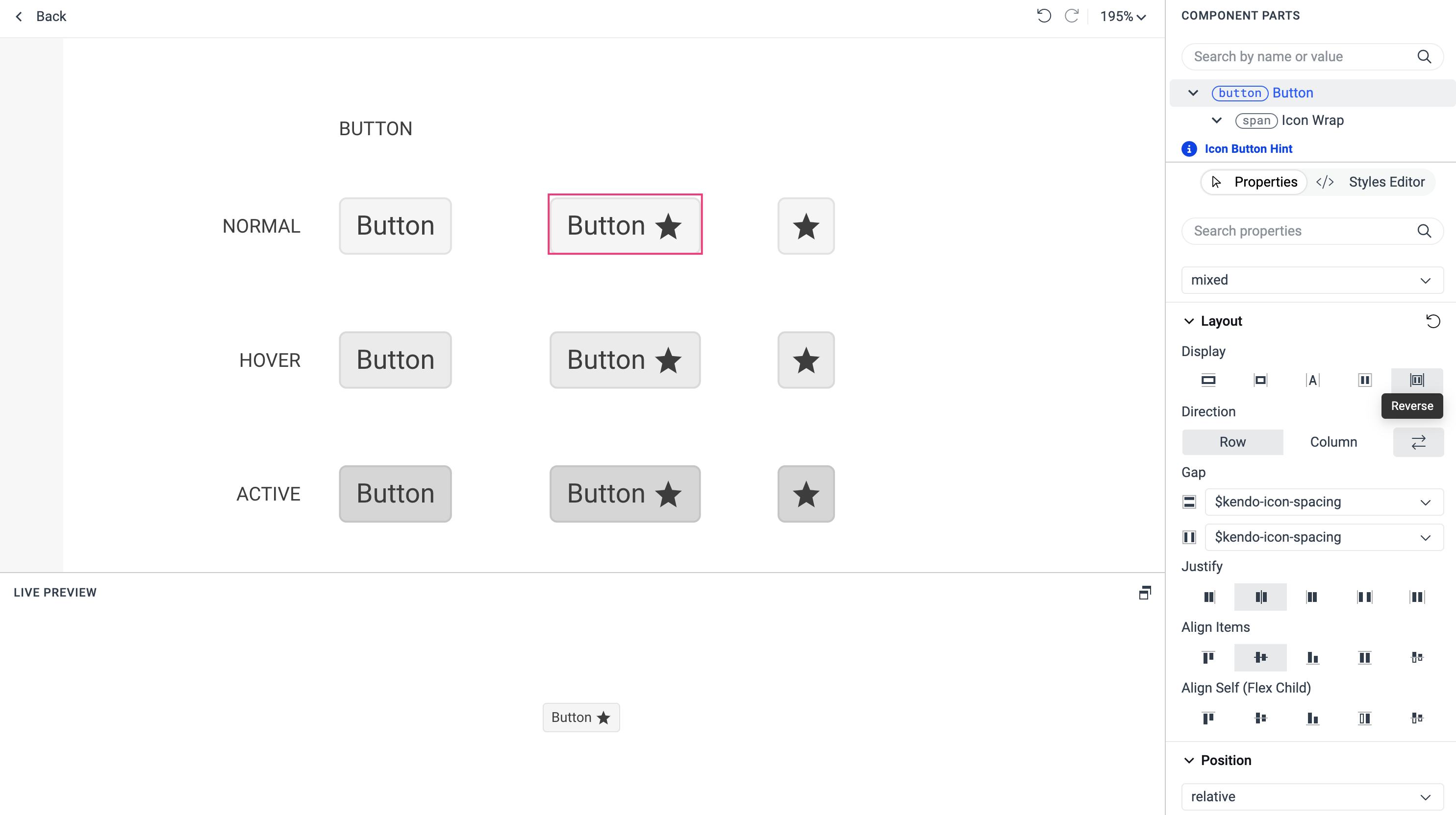 Swapping the positions of the Button text and icon