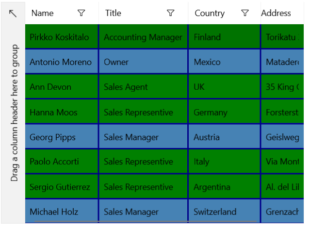 WinUI Data Grid-Decorations