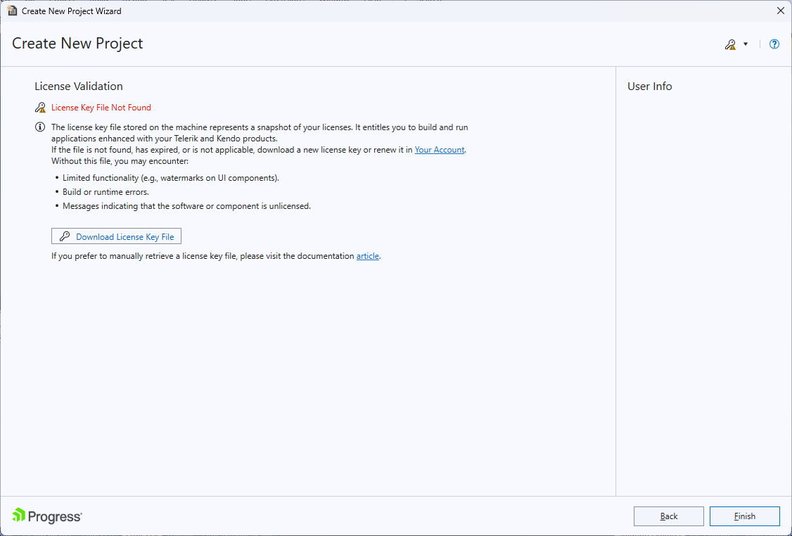 License Validation Screen
