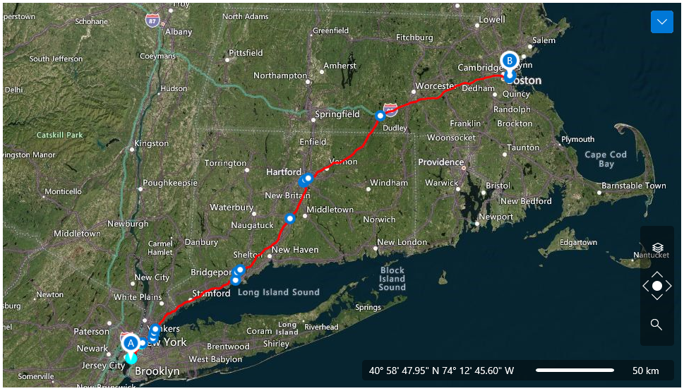 WinUI RadMap Rad Rest Map Routing Example