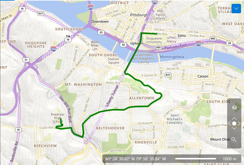 WinUI RadMap Route shape representing the route response returned by the truck route API