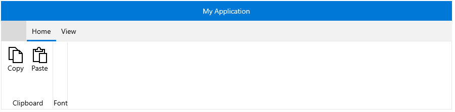 WinUI RadRibbonView A RadRibbonGroup with a couple ribbon buttons defined in its Items collection