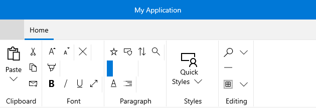 WinUI RadRibbonView Rad Ribbon View Resizing Example Resized