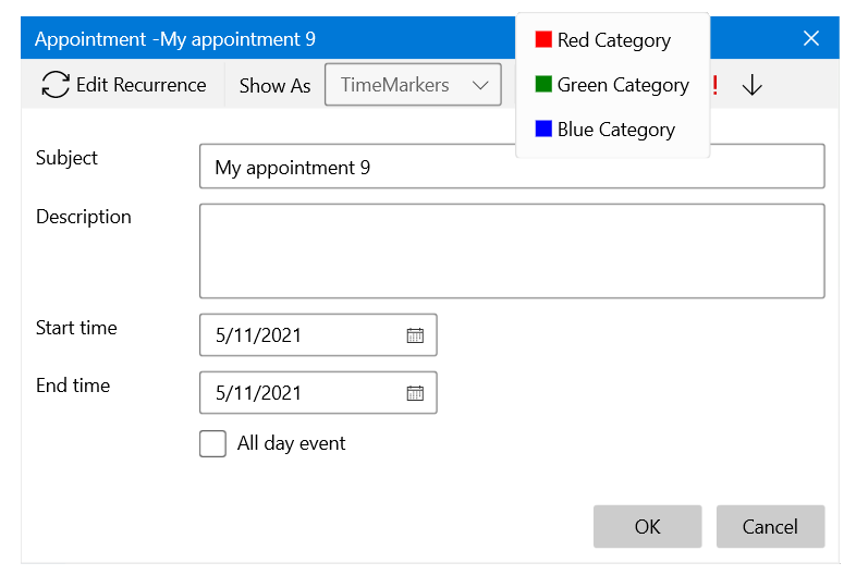 WinUI radscheduler categories 03