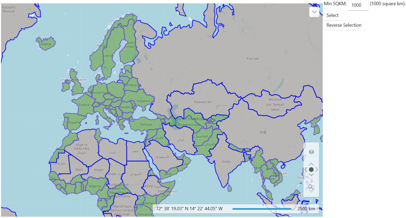 WinUI RadMap Rad Map Features Virtualization Layer Items Selection 10