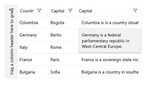 WinUI Data Grid Cell-Flyout