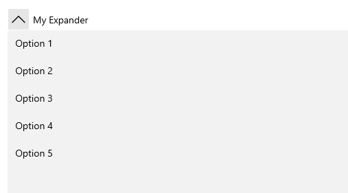 WinUI RadExpander The RadExpander generated by the code in Example 1