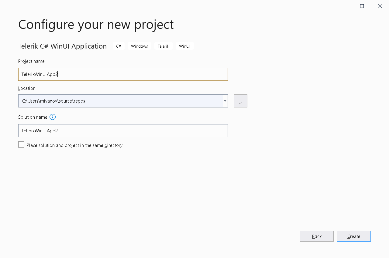 WinUI Project Configuration