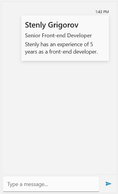 RadChat with a CardMessage