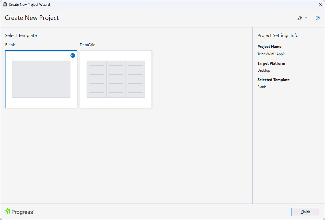 WinUI Create New Project Wizard