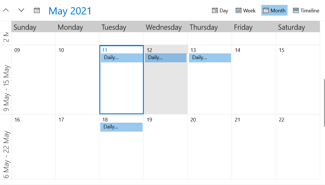 WinUI Recurrent Appointment Overview