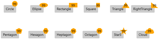 WinUI RadBadge Telerik Badge Geometries