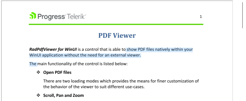 WinUI RadPdfViewer 