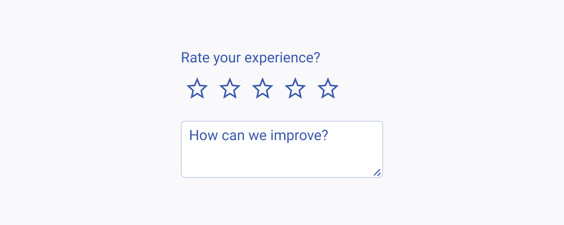 When using the Telerik and Kendo UI Rating component in a Form, also add a feedback field. A Telerik and Kendo UI Rating component with a feedback field