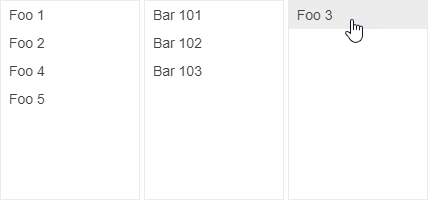 Pointer hand is hovered over an item in the third list, and the user can click and drag it to a different list