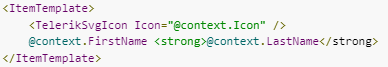itemtemplate code