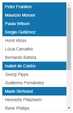 From a list of names, multiple are selected and not all are contiguous